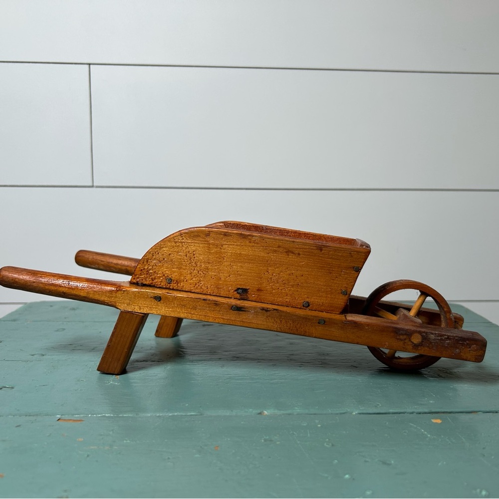 Vintage Handmade Wooden Wheelbarrow